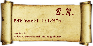 Bánszki Milán névjegykártya